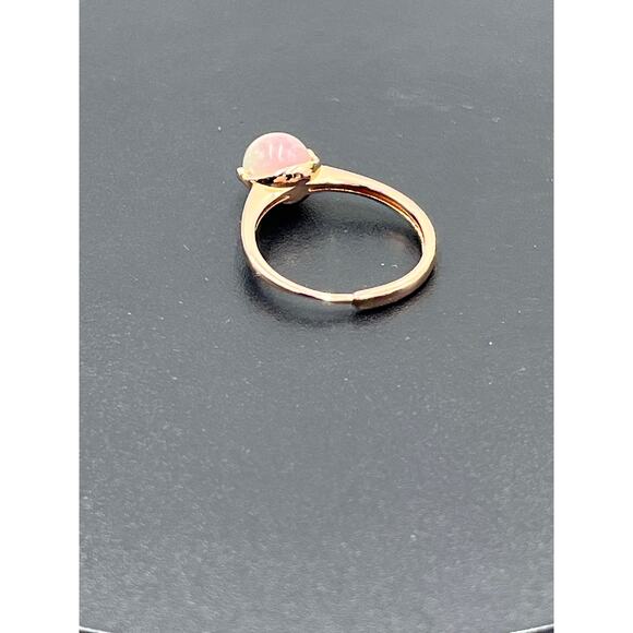 Rose Gold-plated 925 Natural Jadeite Round Ball Gemstone Adjustable Ring Sz 8.75 - Picture 8 of 10